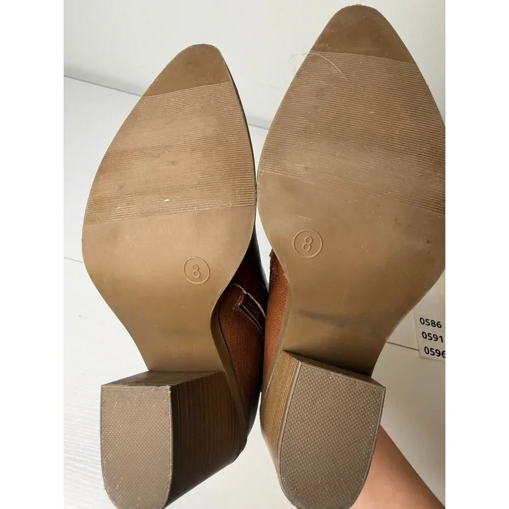 Universal Thread Brown Block Heel Booties Size 8